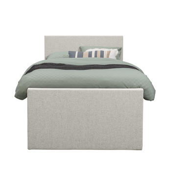 Boxspring met voetbord Liv egaal - ecru - 120x200 cm - ronde poot - Leen Bakker