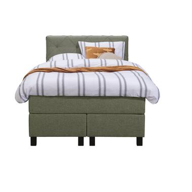 Boxspring Liv geruit - groen - 120x200 cm - vierkante poot - Leen Bakker