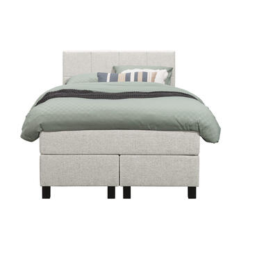 Boxspring Liv geblokt - ecru - 120x200 cm - vierkante poot - Leen Bakker
