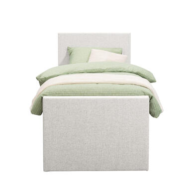 Boxspring met voetbord Liv egaal - ecru - 90x200 cm - slanke poot - Leen Bakker