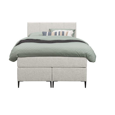 Boxspring Liv geblokt - ecru - 120x200 cm - slanke poot - Leen Bakker