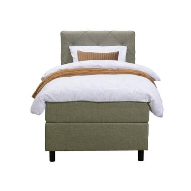 Boxspring Liv geruit - groen - 90x200 cm - ronde poot - Leen Bakker