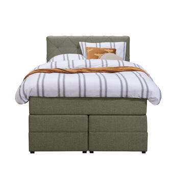 Boxspring met opbergruimte Liv geruit - groen - 120x200 cm - Leen Bakker