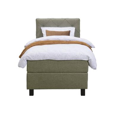 Boxspring Liv geruit - groen - 90x200 cm - vierkante poot - Leen Bakker