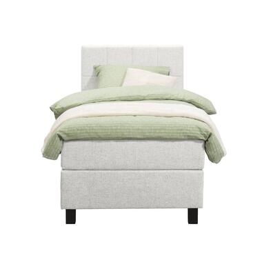 Boxspring Liv geblokt - ecru - 90x200 cm - vierkante poot - Leen Bakker