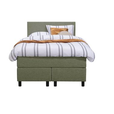 Boxspring Liv egaal - groen - 120x200 cm - ronde poot - Leen Bakker