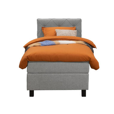 Boxspring Liv geruit - lichtgrijs - 90x200 cm - vierkante poot - Leen Bakker