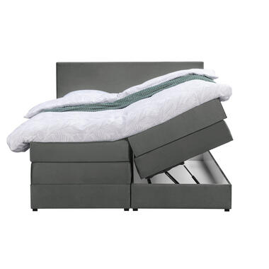 Boxspring met opbergruimte Liv egaal - grijs - 160x200 cm - Leen Bakker