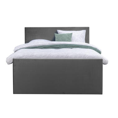 Boxspring met voetbord Liv egaal - grijs - 140x200 cm - slanke poot - Leen Bakker