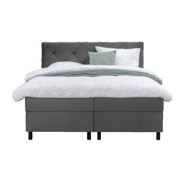 Boxspring Liv geruit - grijs - 180x200 cm - ronde poot - Leen Bakker