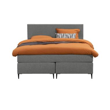 Boxspring Liv egaal - lichtgrijs - 140x200 cm - slanke poot - Leen Bakker