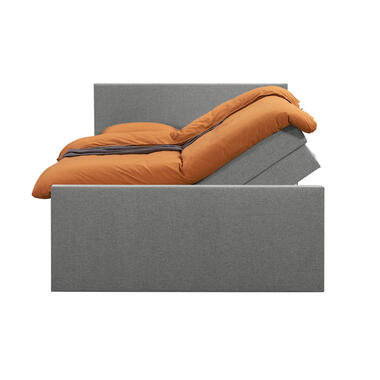 Boxspring met opbergruimte en voetbord Liv egaal - lichtgrijs - 140x200cm - Leen Bakker