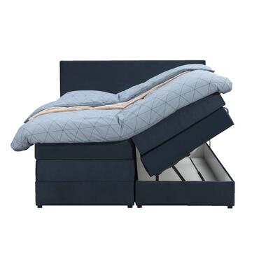 Boxspring met opbergruimte Liv egaal - blauw - 160x200 cm - Leen Bakker