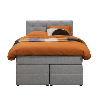 Boxspring met opbergruimte Liv geruit - lichtgrijs - 120x200 cm - Leen Bakker