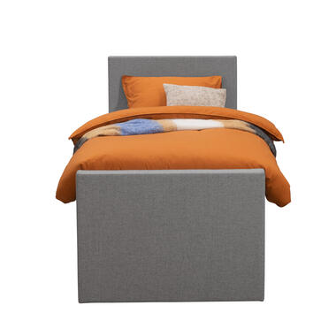 Boxspring met voetbord Liv egaal - lichtgrijs - 90x200 cm - vierkante poot - Leen Bakker