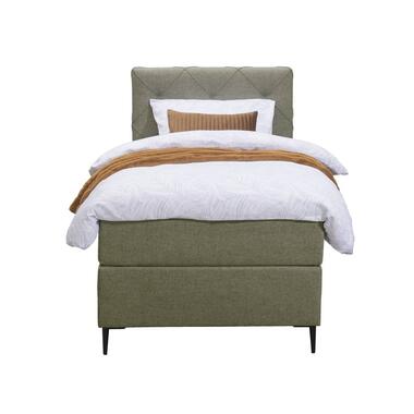 Boxspring Liv geruit - groen - 90x200 cm - slanke poot - Leen Bakker