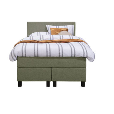 Boxspring Liv egaal - groen - 120x200 cm - vierkante poot - Leen Bakker