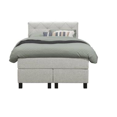 Boxspring Liv geruit - ecru - 120x200 cm - vierkante poot - Leen Bakker