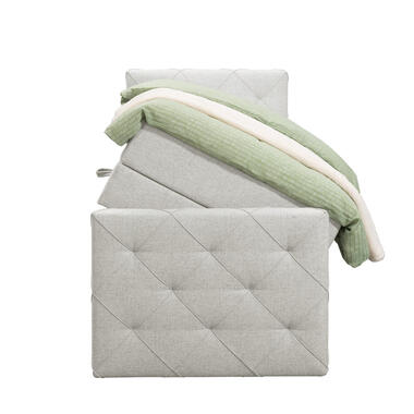 Boxspring met opbergruimte en voetbord Liv geruit - ecru - 90x200cm - Leen Bakker