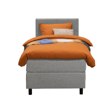 Boxspring Liv geblokt - lichtgrijs - 90x200 cm - ronde poot - Leen Bakker