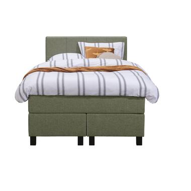 Boxspring Liv geblokt - groen - 120x200 cm - vierkante poot - Leen Bakker