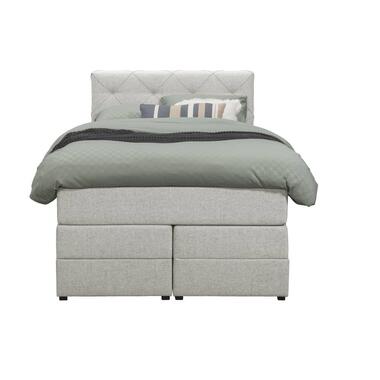 Boxspring met opbergruimte Liv geruit - ecru - 120x200 cm - Leen Bakker