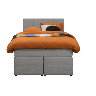 Boxspring met opbergruimte Liv geblokt - lichtgrijs - 120x200 cm - Leen Bakker