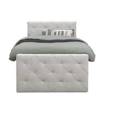 Boxspring met voetbord Liv geruit - ecru - 120x200 cm - slanke poot - Leen Bakker