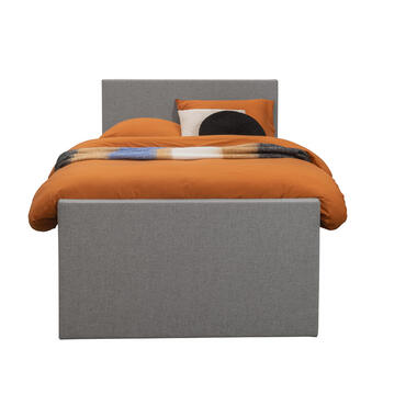 Boxspring met voetbord Liv egaal - lichtgrijs - 120x200 cm - ronde poot - Leen Bakker