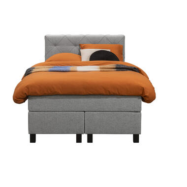 Boxspring Liv geruit - lichtgrijs - 120x200 cm - vierkante poot - Leen Bakker