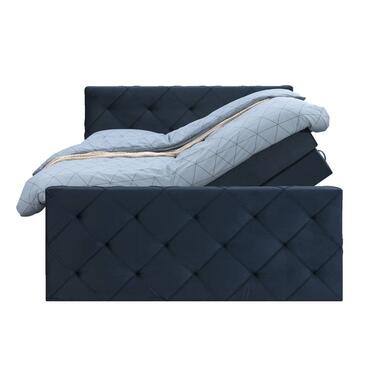 Boxspring met opbergruimte en voetbord Liv geruit - blauw - 140x200cm - Leen Bakker