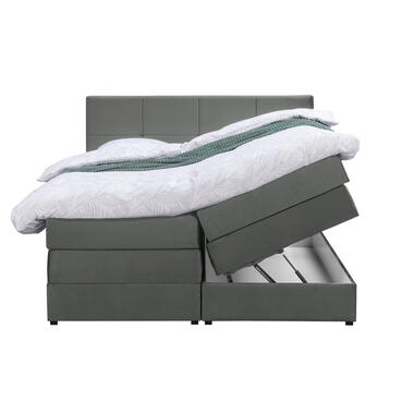 Boxspring met opbergruimte Liv geblokt - grijs - 160x200 cm - Leen Bakker