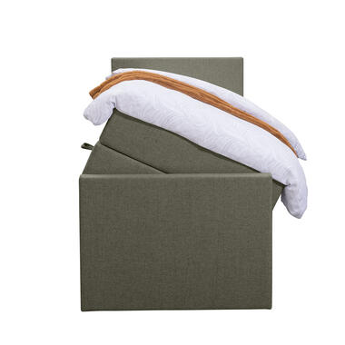 Boxspring met opbergruimte en voetbord Liv egaal - groen - 90x200cm - Leen Bakker