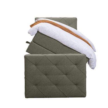 Boxspring met opbergruimte en voetbord Liv geruit - groen - 90x200cm - Leen Bakker