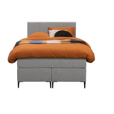 Boxspring Liv geblokt - lichtgrijs - 120x200 cm - slanke poot - Leen Bakker