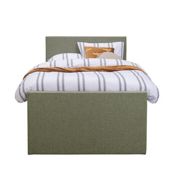 Boxspring met voetbord Liv egaal - groen - 120x200 cm - vierkante poot - Leen Bakker