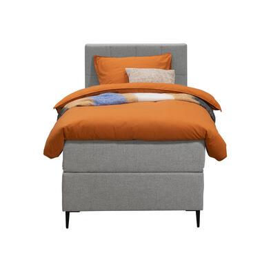 Boxspring Liv geblokt - lichtgrijs - 90x200 cm - slanke poot - Leen Bakker