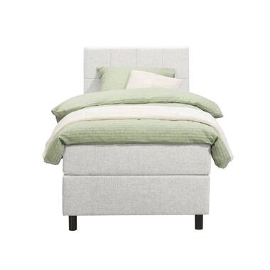 Boxspring Liv geblokt - ecru - 90x200 cm - ronde poot - Leen Bakker