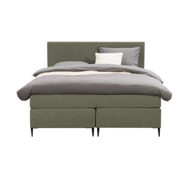 Boxspring Liv egaal - groen - 140x200 cm - slanke poot - Leen Bakker