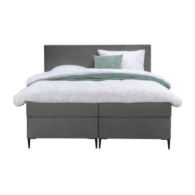 Boxspring Liv egaal - grijs - 160x200 cm - slanke poot - Leen Bakker
