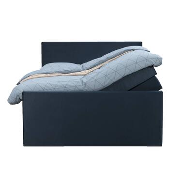Boxspring met opbergruimte en voetbord Liv egaal - blauw - 160x200cm - Leen Bakker
