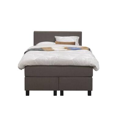 Boxspring Liv geblokt - donkerbruin - 120x200 cm - vierkante poot - Leen Bakker