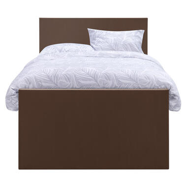 Boxspring met voetbord Liv egaal - bruin - 120x200 cm - vierkante poot - Leen Bakker