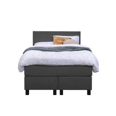 Boxspring Liv egaal - antraciet - 120x200 cm - vierkante poot - Leen Bakker