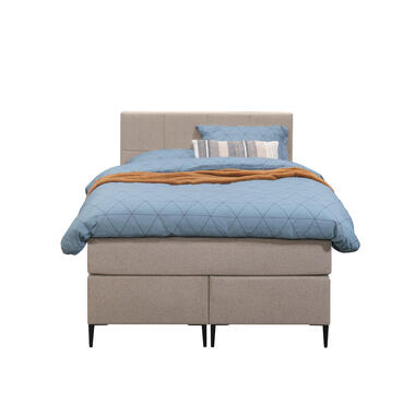 Boxspring Liv geblokt - beige - 120x200 cm - slanke poot - Leen Bakker