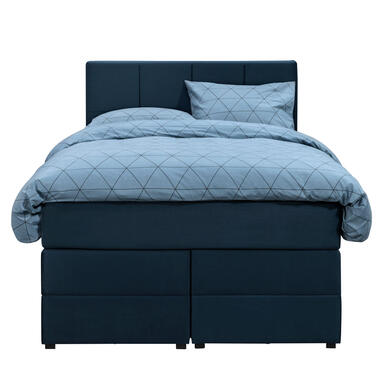 Boxspring met opbergruimte Liv geblokt - blauw - 120x200 cm - Leen Bakker