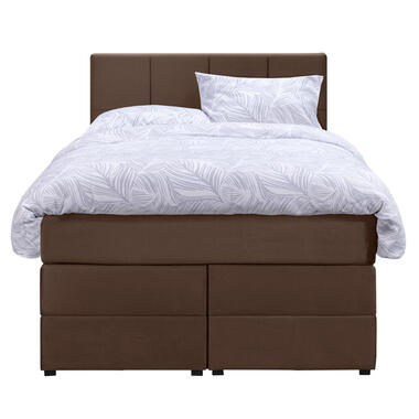 Boxspring met opbergruimte Liv geblokt - bruin - 120x200 cm - Leen Bakker