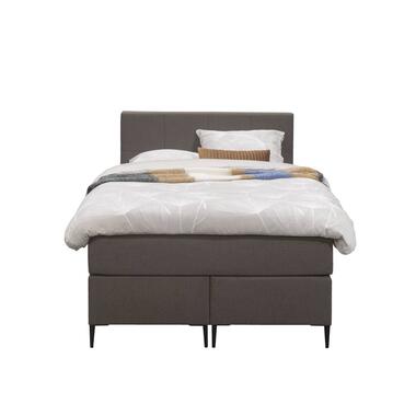 Boxspring Liv geblokt - donkerbruin - 120x200 cm - slanke poot - Leen Bakker