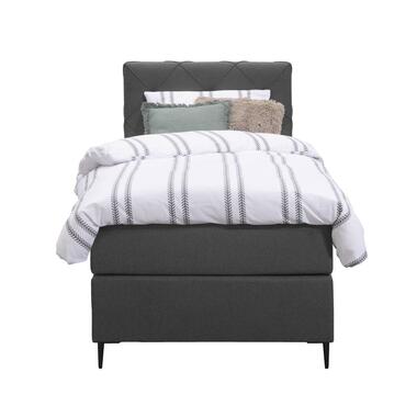 Boxspring Liv geruit - antraciet - 90x200 cm - slanke poot - Leen Bakker