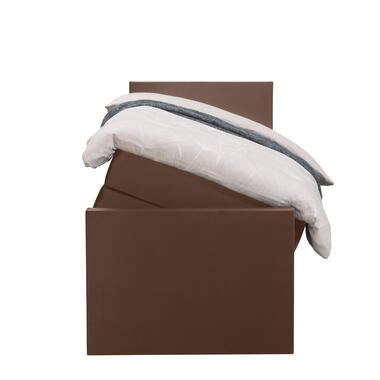 Boxspring met opbergruimte en voetbord Liv egaal - bruin - 90x200cm - Leen Bakker